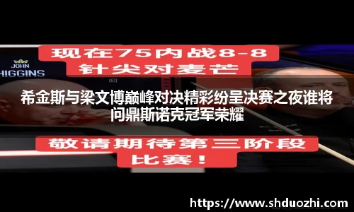 希金斯与梁文博巅峰对决精彩纷呈决赛之夜谁将问鼎斯诺克冠军荣耀